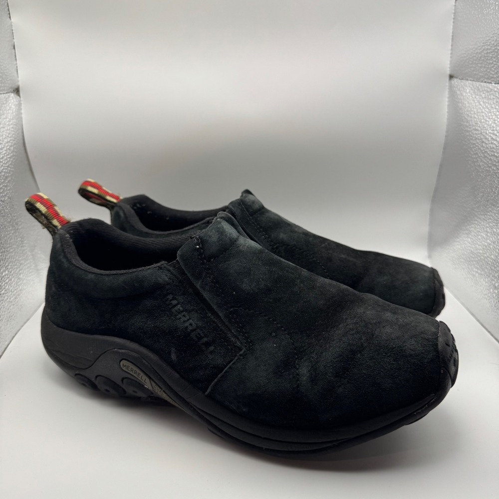 Merrell‎ Jungle Moc Mens Black Suede Slip On Hiking Shoes J63815W Size 9 Wide